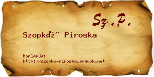 Szopkó Piroska névjegykártya